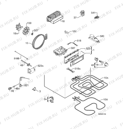 Взрыв-схема плиты (духовки) Aeg Electrolux B99898-5-M - Схема узла Electrical equipment 268